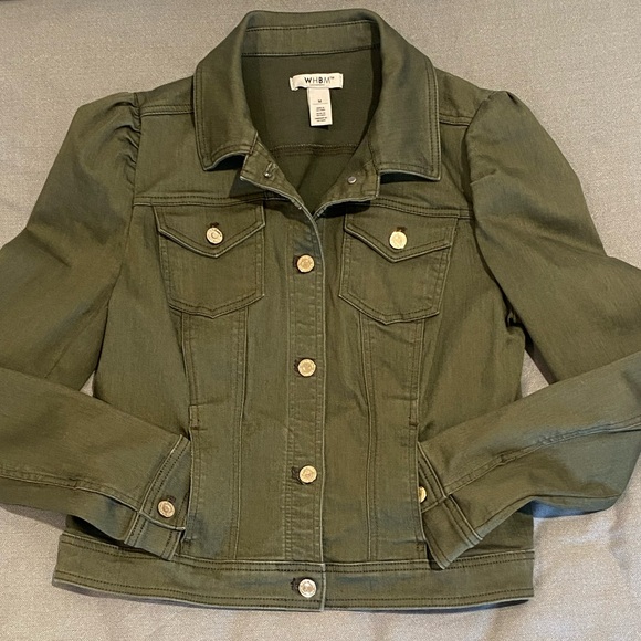 White House Black Market Olive Jean Jacket - Picture 2 of 5